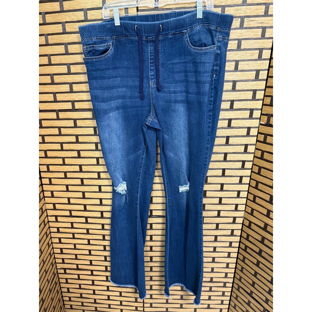 YMI Pull On Drawstring Waist Flare Leg Jeans Size XL